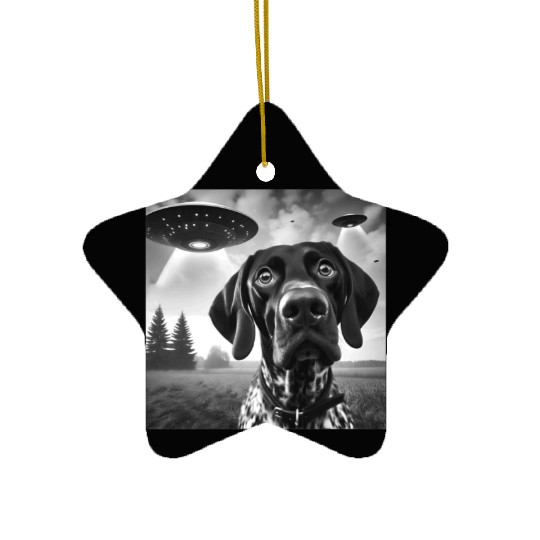 German Shorthaired Pointer Funny Sci-fi Graphic Se Ceramic Ornaments
