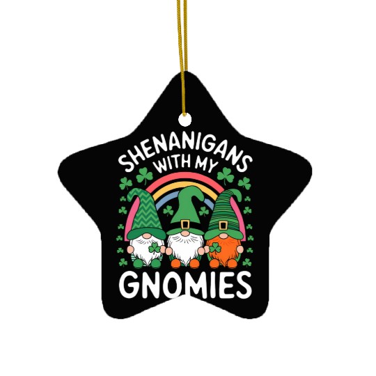 St. Patrick's Day Shenanigans with Gnomes Ceramic Ornaments