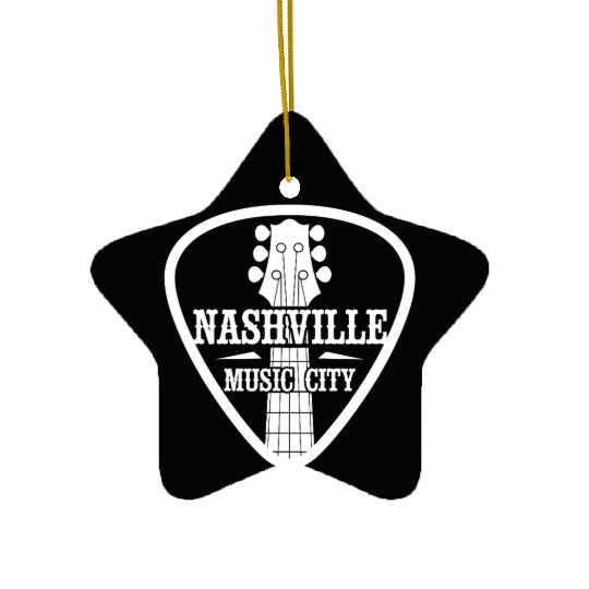 Nashville Music City Guitar Pick Ceramic Ornaments