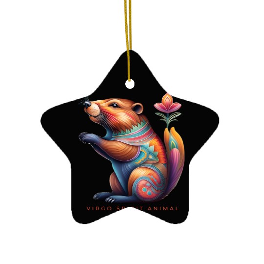 Virgo Spirit Animal Beaver Alebrije Female Ceramic Ornaments