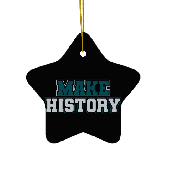 Make History Green and Silver Ceramic Ornaments