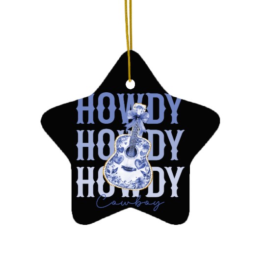 Howdy Cowboy Guitar Ceramic Ornaments