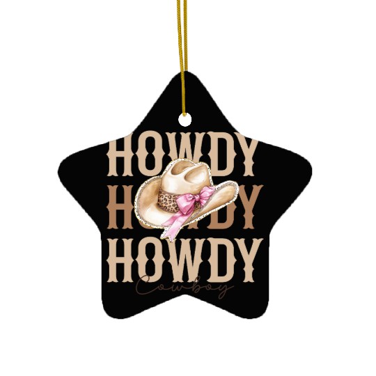 Howdy Cowboy hat Ceramic Ornaments