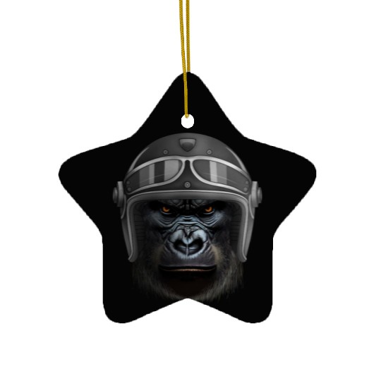 Biker Gorilla Motorcycle Silver Back Monkey Ceramic Ornaments