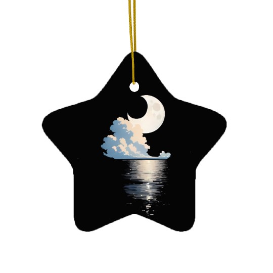 Full Moon Over sea Ceramic Ornaments