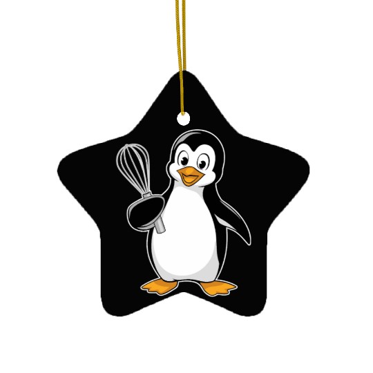 Whisk-Wielding Penguin Chef Delight Ceramic Ornaments