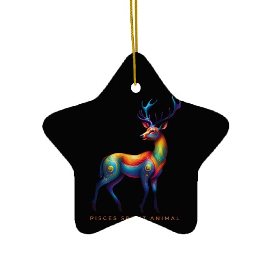 Pisces Spirit Animal Deer Alebrije Ceramic Ornaments