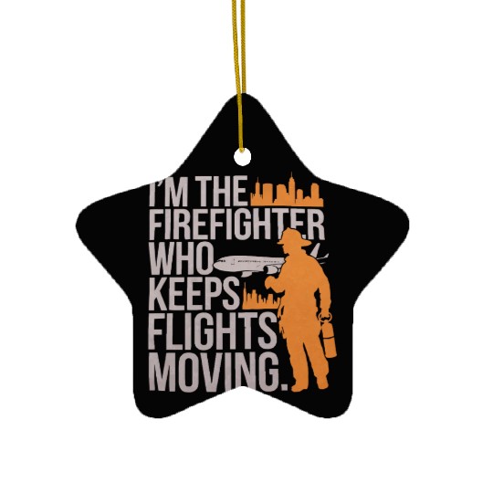 Airport Firefighter Fire Rescue Fireman Firewoman Ceramic Ornaments
