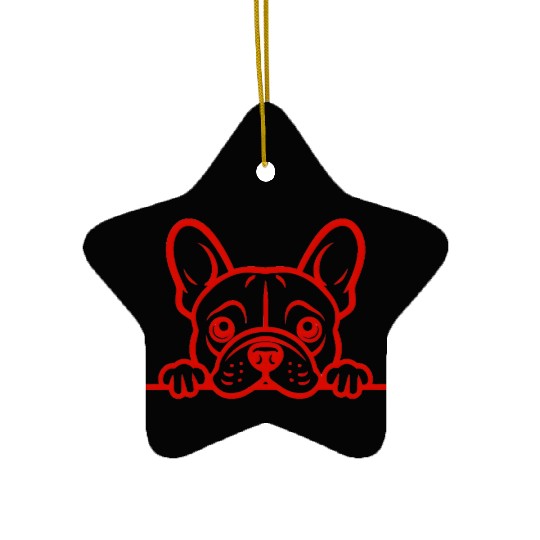 French Bulldog Frenchie Sweet Face Red Ceramic Ornaments
