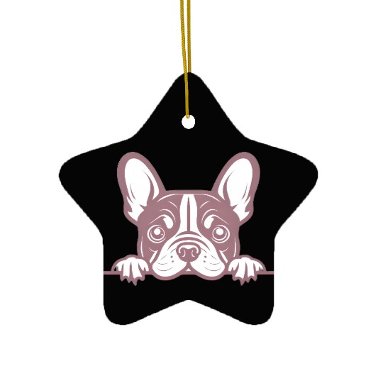 French Bulldog Frenchie Sweet Face Pink Ceramic Ornaments