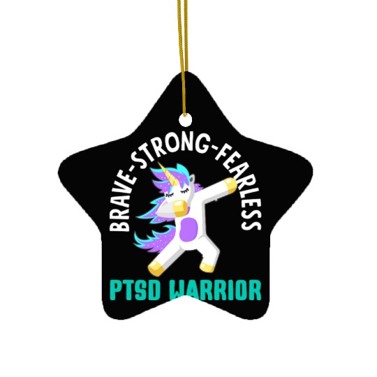 Brave Strong Fearless PTSD Awareness Ceramic Ornaments