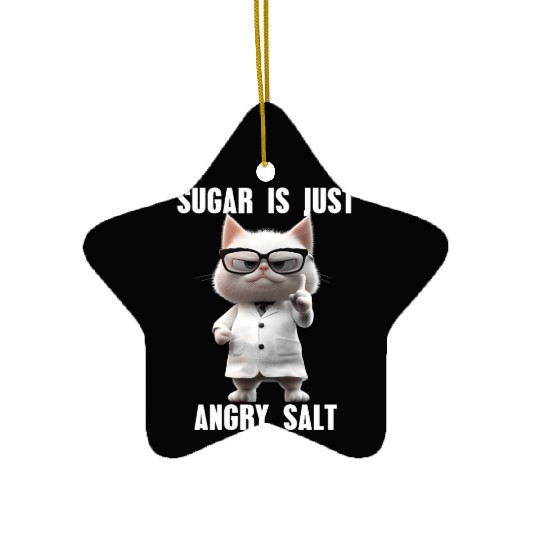 Sugar Is Just Angry Salt Cat Meme Science Ceramic Ornaments
