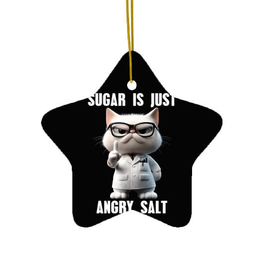 Sugar Is Just Angry Salt Meme Cat Science Ceramic Ornaments