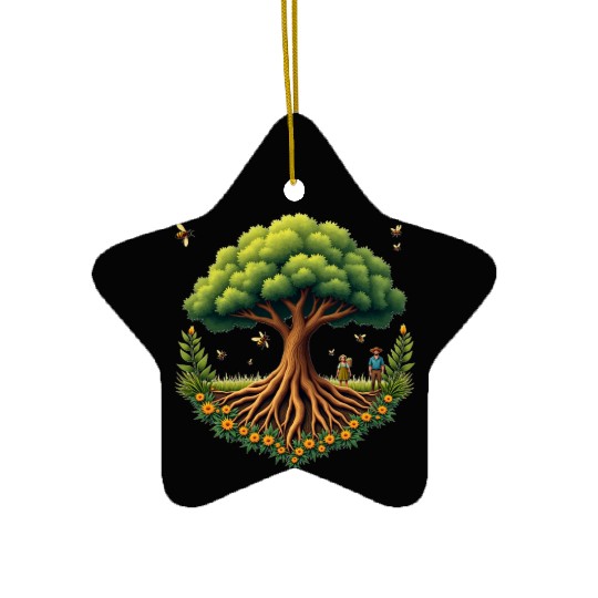 Tree of Life & Bees Ceramic Ornaments