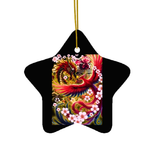 Chinese Dragon and Phoenix Ceramic Ornaments