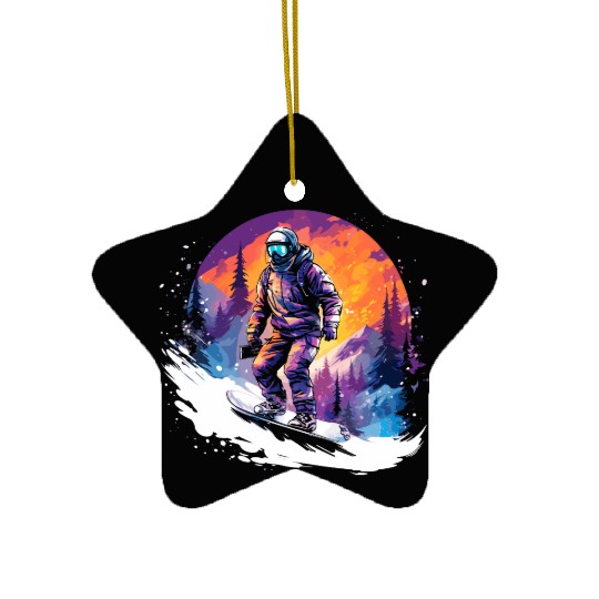 Snowboarding 80s Look Ceramic Ornaments