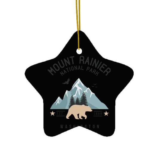 Mount Rainier National Park Est. 1889 Washington Ceramic Ornaments