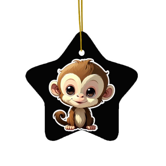 Monkey Chibi-Style Sticker Ceramic Ornaments