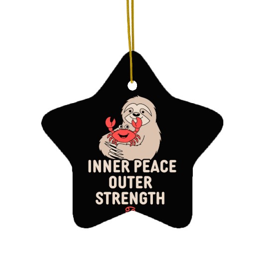 Cancer Zodiac Sloth Inner Peace Outer Strength Ceramic Ornaments