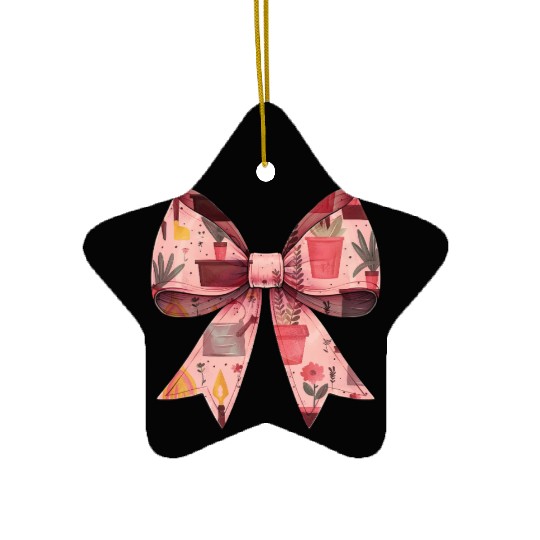 Coquette Bow Gardening Gardener Plants Pattern Ceramic Ornaments