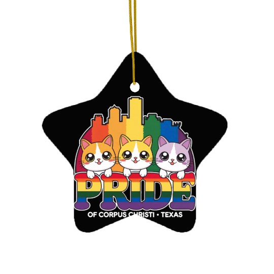 Pride of Corpus Christi City Texas USA Rainbow Fla Ceramic Ornaments