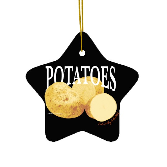 Earthy Potato Graphic Ceramic Ornaments