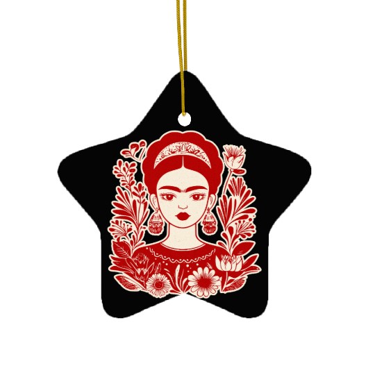 Frida Kahlo Illustration Feminist Art Ceramic Ornaments
