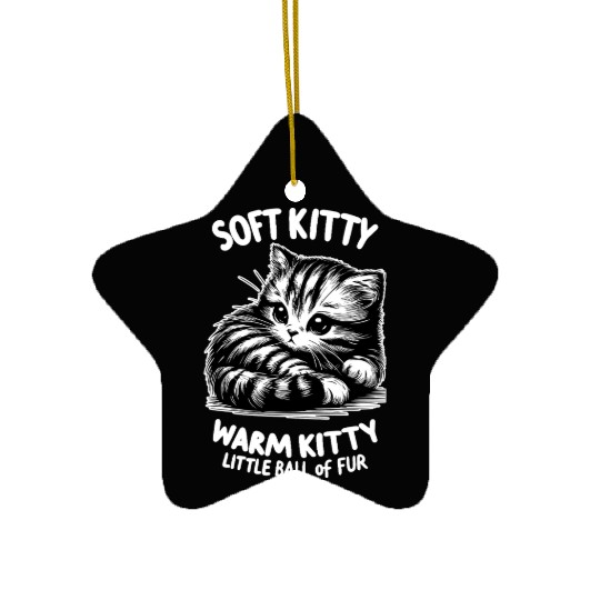 Soft Kitty (dark) Ceramic Ornaments