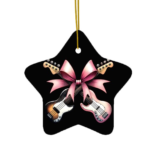 Coquette Bow Bass Player Bassist Guitarist Guitar Ceramic Ornaments