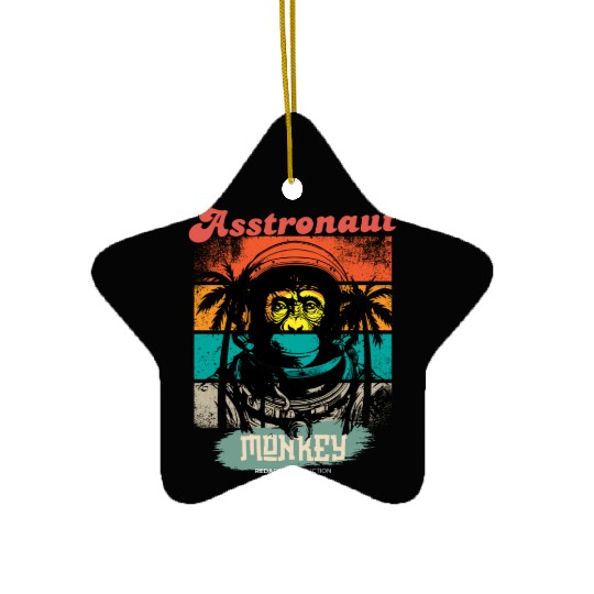 Asstronaut Monkey - Retro Tropical Space Art Desig Ceramic Ornaments