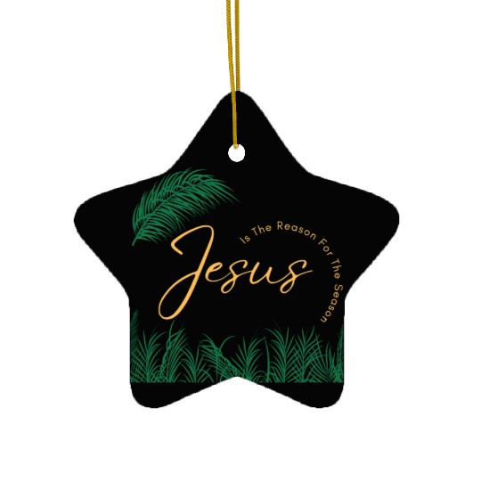 Jesus Is The Reason For The Season - Gold Text Ceramic Ornaments