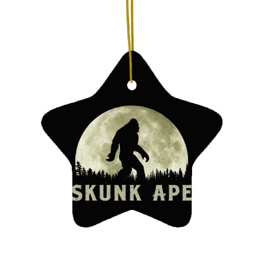 Skunk Ape Bigfoot Moon Silhouette Retro Believe Ceramic Ornaments