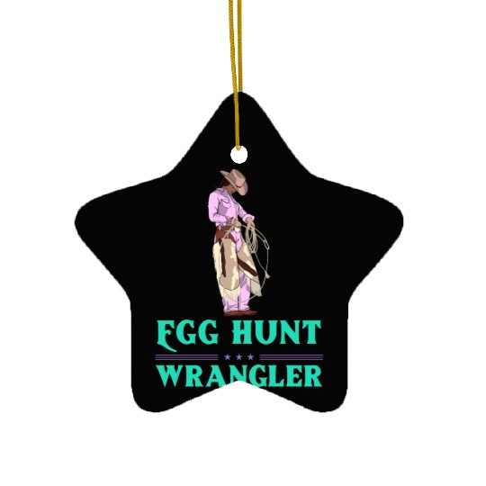 Egg Hunt Wrangler Easter Ceramic Ornaments