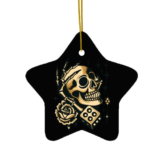 Gold Skull In Hand Ceramic Ornaments