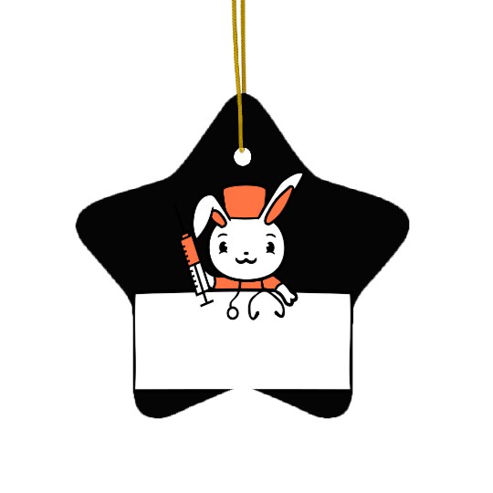 Rabbit Doctor Syringe Nurse Hospital Helping Heal Ceramic Ornaments