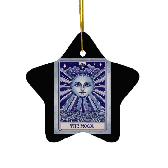 Vintage Tarot Card Illustration Of The Moon Ceramic Ornaments