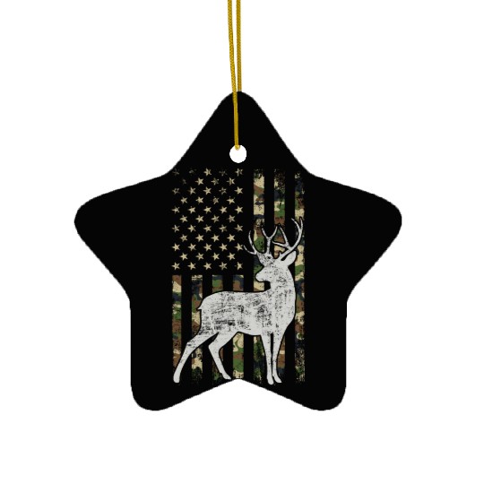 Whitetail Buck Deer Hunting American Camouflage Ceramic Ornaments