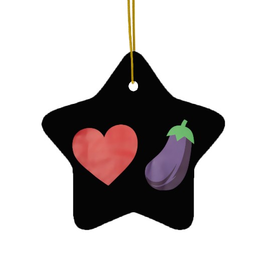 Love Eggplant Funny Gay LGBTQ Pride Ceramic Ornaments