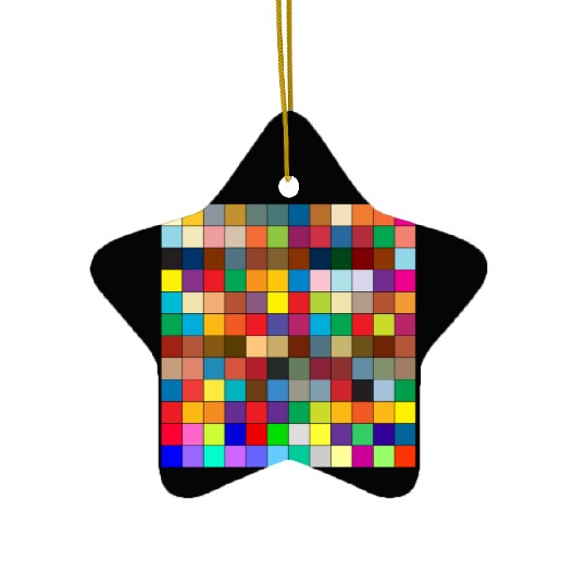 "Vibrant Multi-Color Square Box Design Ceramic Ornaments"