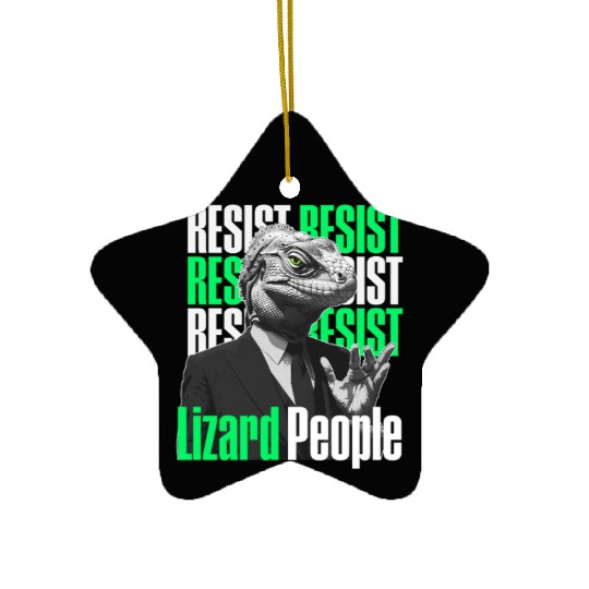 Resist Reptilians Lizard People Ceramic Ornaments