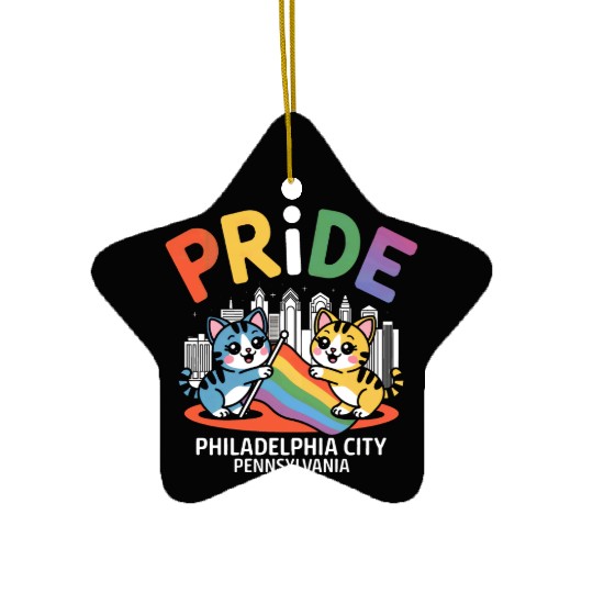 Pride Month Philadelphia City Pennsylvania USA Rai Ceramic Ornaments