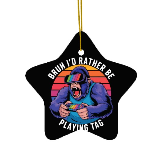 Retro Gamer Ape Ceramic Ornaments