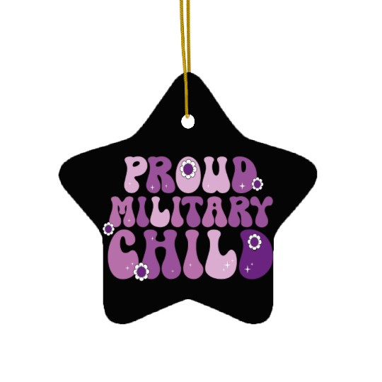Groovy Proud Military Child Retro Mom Girl Ceramic Ornaments