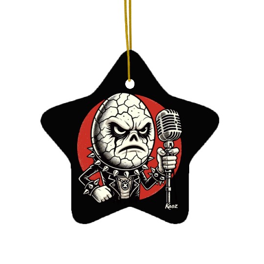 Angry Punk rock music Egg with Mic Ceramic Ornaments