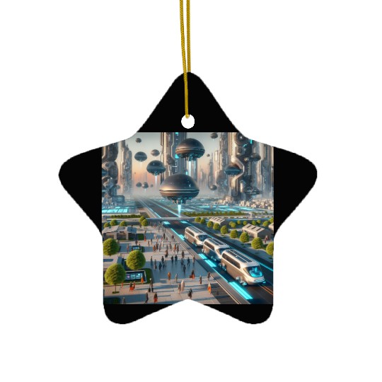Futuristic Cities & Vehicles Ceramic Ornaments