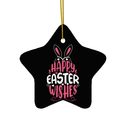Happy Easter Wishes, Cute Bunny, Spring Celebratio Ceramic Ornaments