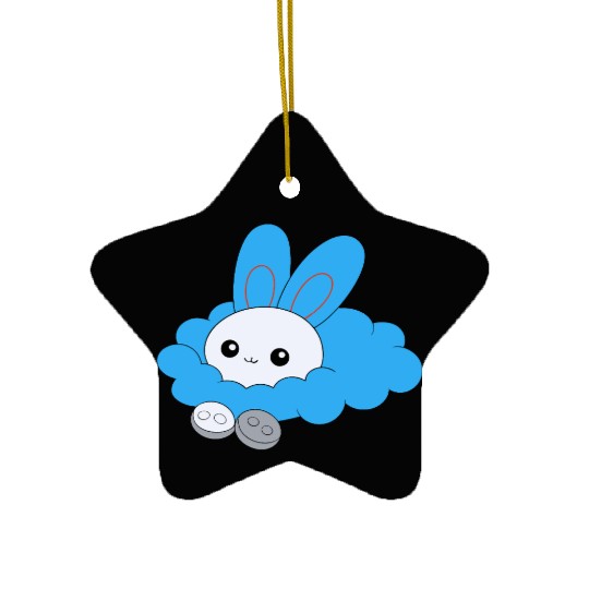 cloud playing a mini ukulele pearl white war Ceramic Ornaments