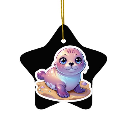 Adorable Seal Sticker Ceramic Ornaments