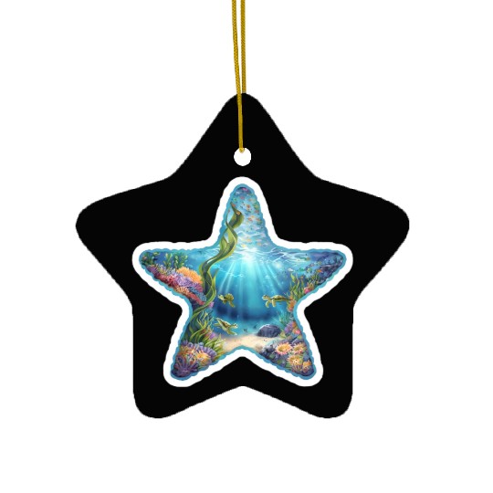 Vibrant Starfish Illustration Ceramic Ornaments