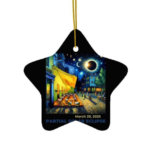March 29, 2025 Partial Solar Eclipse Night Scene Ceramic Ornaments